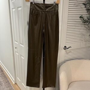 Sundarbay Khaki Vegan Leather Trousers